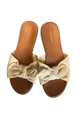 Lane Bryant Beige Bow Slide Sandals